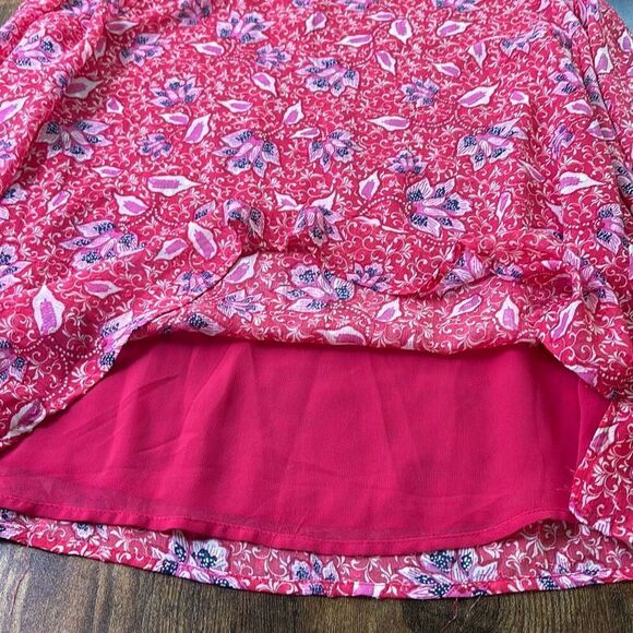Joie red/pink floral shirt/top ruffle summer Sz M - Picture 7 of 11
